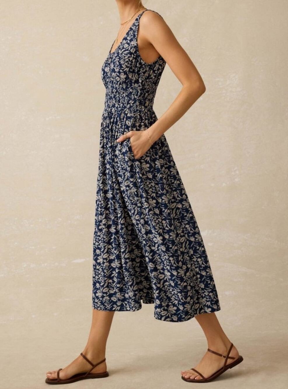 Faherty Sunseeker Dress Juniper Ikat Floral